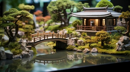 Naklejka premium bridge landscaping house