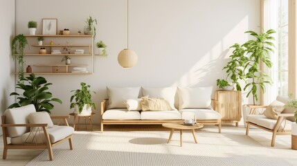lightwood living room with plants