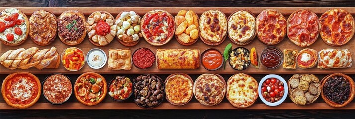 Colorful Assortment of Savory and Sweet Vegan Dishes in a Flat Lay Culinary Arrangement