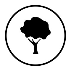 Baum Icon in schwarzem Kreis - Wald Symbol	