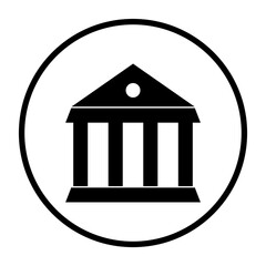 Museum Icon in schwarzem Kreis - Sehenswürdigkeit Symbol	