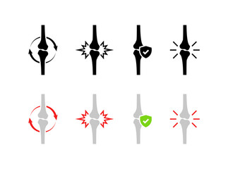 Bones set icons. Fracture icons. Flat and silhouette style. Vector icons.