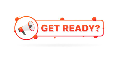 Get ready message icon. Megaphone icon. Flat style. Vector icon.