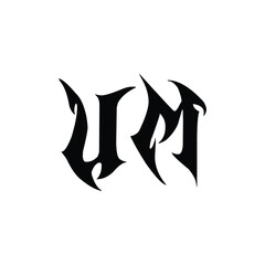 UM monogram logo design letter text name symbol monochrome logotype alphabet character simple logo