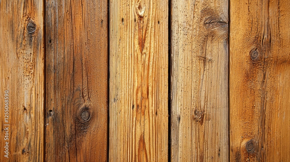 Poster rich shades of brown and tan create a warm atmosphere as unique grains and knots define each wooden 