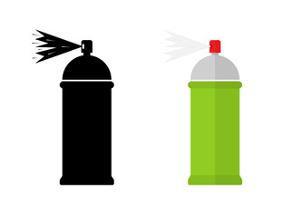Spray icons. Silhouette and flat style. Vector icons.