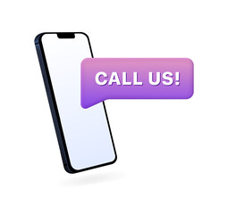 Call us message icon. Phone icon. Flat style. Vector icon.
