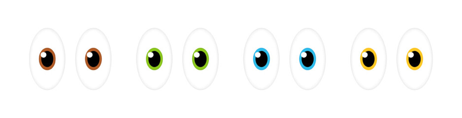 Comic style eyes icons. Flat style. Vector icons.