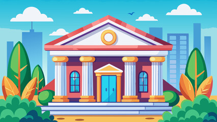 Obraz premium bank building vector illustration