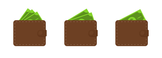 Wallet icons. Flat style. Vector icons.
