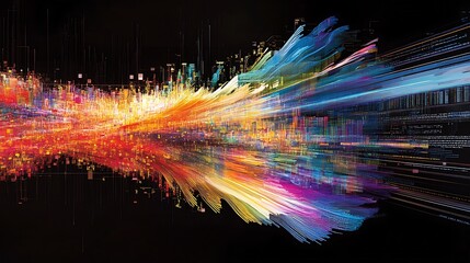 Abstract Digital Cityscape: A Symphony of Light and Data