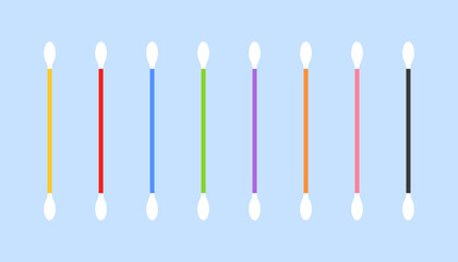 Ear stick set icons. Flat style. Vector icons.