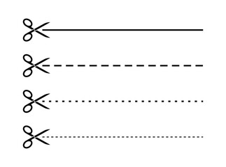 Scissors set icons. Linear style. Vector icons.