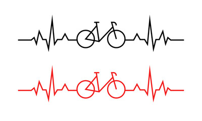 Obraz premium Heartbeat bicycle icons. Flat and linear style. Vector icons.