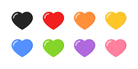 Colorful hearts set icons. Flat style. Vector icons.