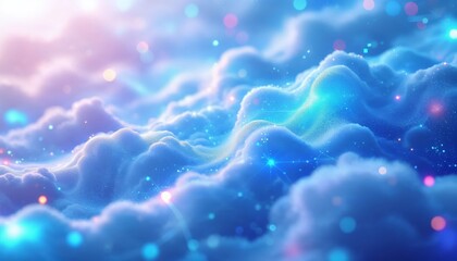 Ethereal Cloudscape, A Dreamy Visualization of Digital Connectivity