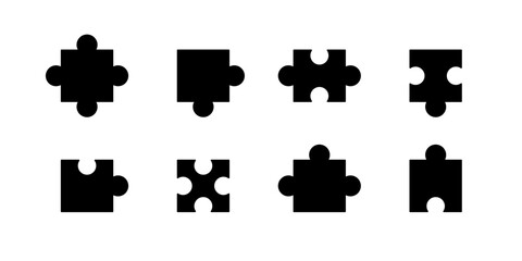 Naklejka premium Puzzle set icons. Silhouettestyle. Vector icons.