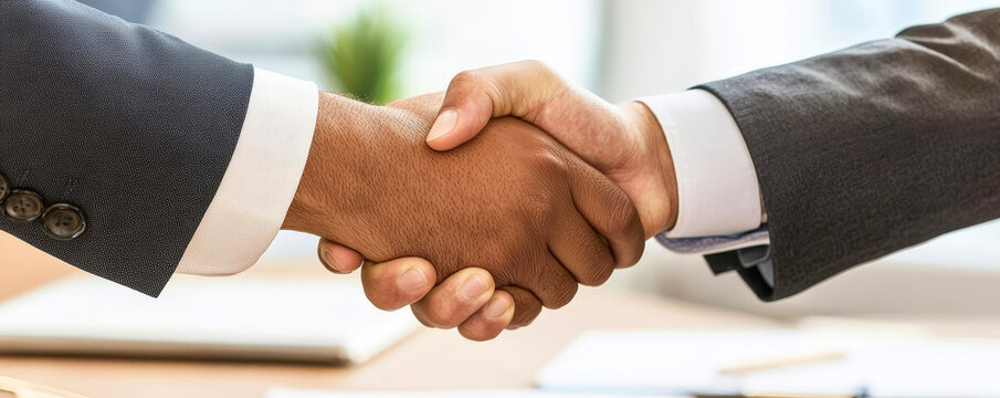 Closeup of a handshake over a loan contract in an elegant office, highlighting opportunity in finance deals loan, opportunity