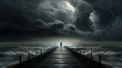 Obraz premium clouds metal pier