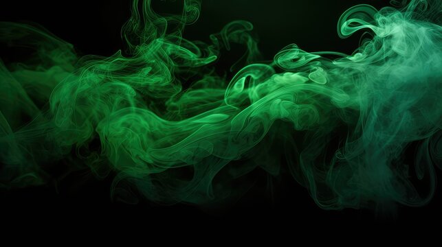 plume green smoke on black background