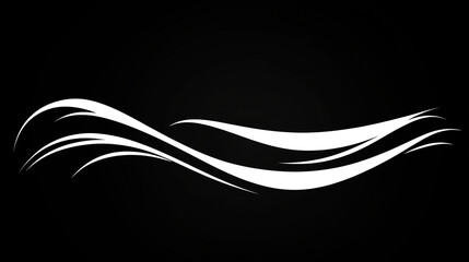 A minimalistic black and white abstract wave design, with sleek curves and high contrast.