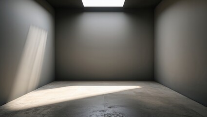 Fototapeta premium Empty Gray Room Minimalist Interior with Overhead Light