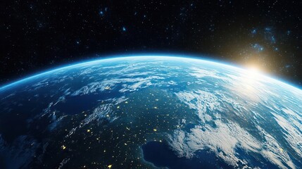 Obraz premium Earth From Space At Sunrise