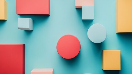 Abstract geometric shapes on a pastel background.  Visual presentation of colorful 3D forms. Use Graphic design inspiration, modern backdrop