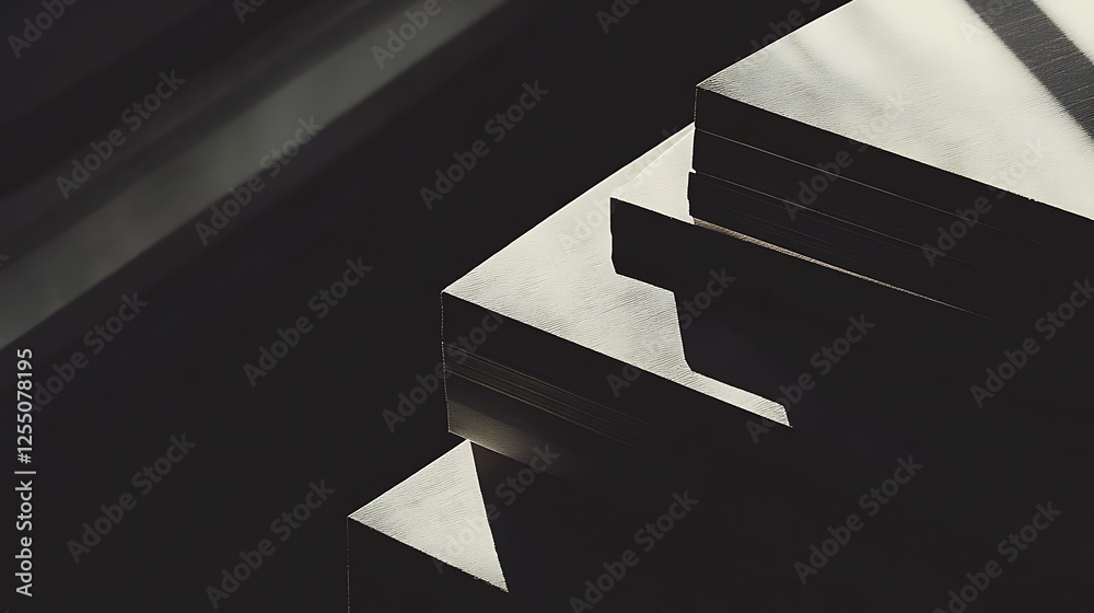 Poster abstract stack of plates, light and shadow