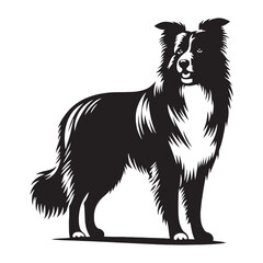 Dynamic Border Collie silhouette with an eye-catching artistic finish - Border Collie illustration - minimal Border Collie vector - dog silhouette
