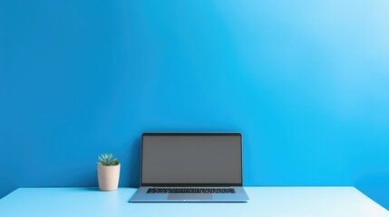 Fototapeta premium cover laptop blue background