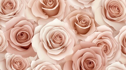 Seamless Floral Pattern with Elegant Roses and Soft Pink Tones