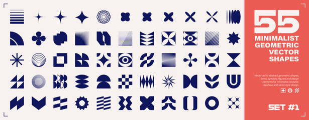 55 MINIMALIST GEOMETRIC VECTOR SHAPES Set 1