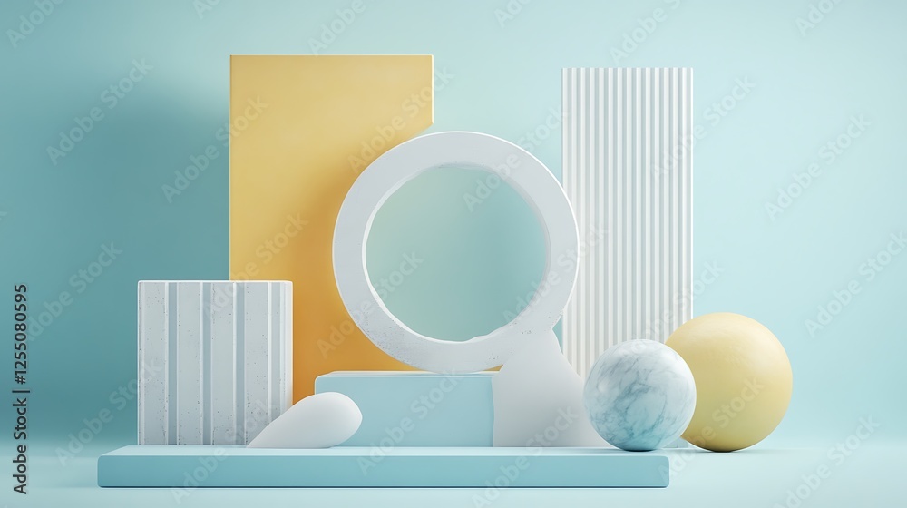Poster abstract 3d geometric shapes display
