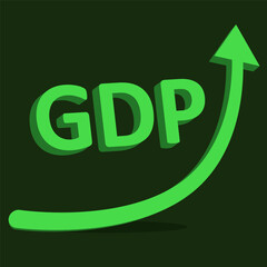 Arrow Up GDP Growth Representing Financial Success and Economic Investment in 3D Illustration showing trade development business achievement market direction progress productivity wealth