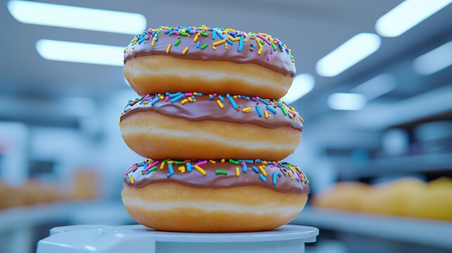 Delicious chocolate frosted donuts bakery food photography bright environment close-up tempting treats