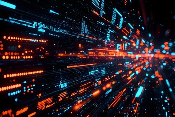 Fototapeta premium Futuristic Business and Finance Data Visualization in Dynamic Lights and Motion