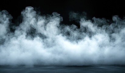 Fototapeta premium White smoke clouds on dark background.