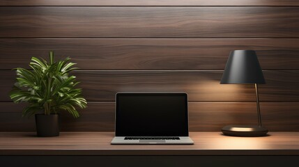 Fototapeta premium sleek laptop office desk