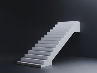 Obraz premium White stairs ascending in dark room.