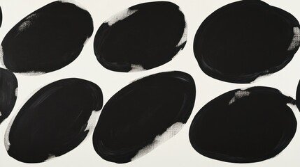 Abstract Black and White Oval Composition: A Modern Art Canvas
