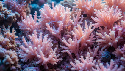 Soft coral reef texture with vibrant colors and delicate marine life details