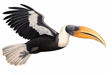 Obraz premium Hornbill animal toucan flying.