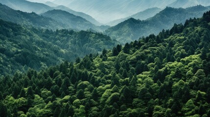 Obraz premium green mountains trees