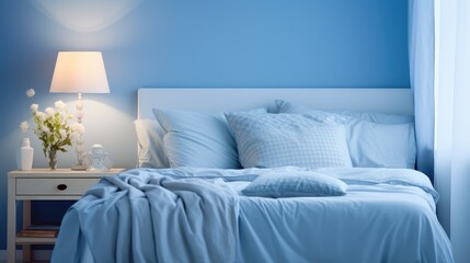 Fototapeta premium plush blue bedroom