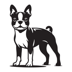 Creative Boston Terrier silhouette with strong artistic balance - Boston Terrier illustration - minimalist Boston Terrier vector - dog silhouette
