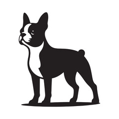 Classic Boston Terrier silhouette with a modern, sleek look - Boston Terrier illustration - minimalist Boston Terrier vector - dog silhouette

