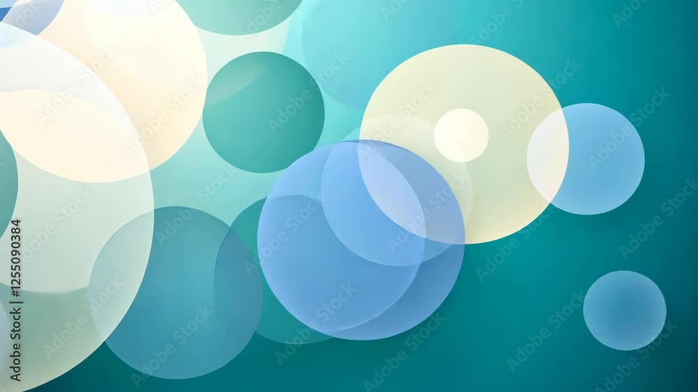 Poster smooth transition of colorful overlapping circles creating calming abstract motion pattern