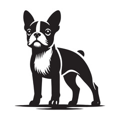 Unique Boston Terrier silhouette showcasing its signature stance - Boston Terrier illustration - minimalist Boston Terrier vector - dog silhouette

