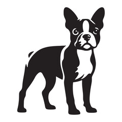Premium Boston Terrier silhouette perfect for logos and decor - Boston Terrier illustration - minimalist Boston Terrier vector - dog silhouette
